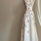 Vintage A Line Spaghetti Straps Long White Prom Dresses Evening Dress With Appliques C3112