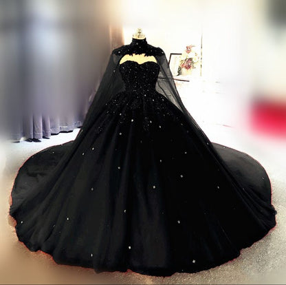 Robe de bal en tulle noir longue Sweet 16 robes B060