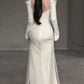 Elegant Mermaid Off shoulder Satin Long Sleeve Wedding Dress C318