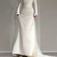 Elegant Mermaid Off shoulder Satin Long Sleeve Wedding Dress C318