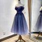 Cute Tulle Lace Short Prom Dress Off the Shoulder Homecoming Dress C561