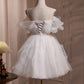 Simple A Line White Spaghetti Straps Sweet Mini Dress Homecoming Dress B900