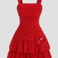 Cute A line Straps Red Short Homecoming Dress Birthday Dresses C1210