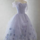 Lavender Off the Shoulder Tulle Homecoming Dress C365