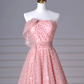 Robe de bal longue en tulle rose trapèze B077