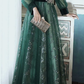Simple A line Straps Long Sleeves Green Sequin Prom Dress B579