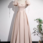 Simple A line Pink Satin Long Prom Dress B635