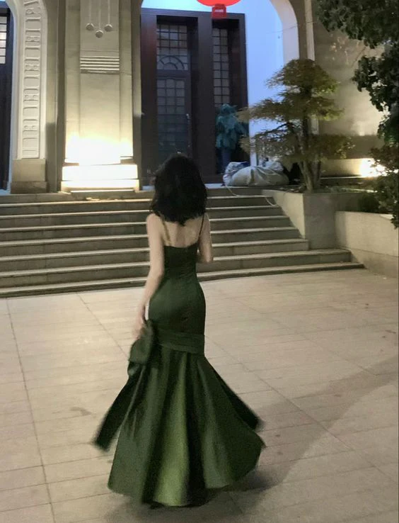 Sexy Mermaid Sleeveless Green Long Prom Dresses B791