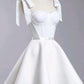 Vintage une ligne bretelles robes de Cocktail blanches robe de soirée courte C1003