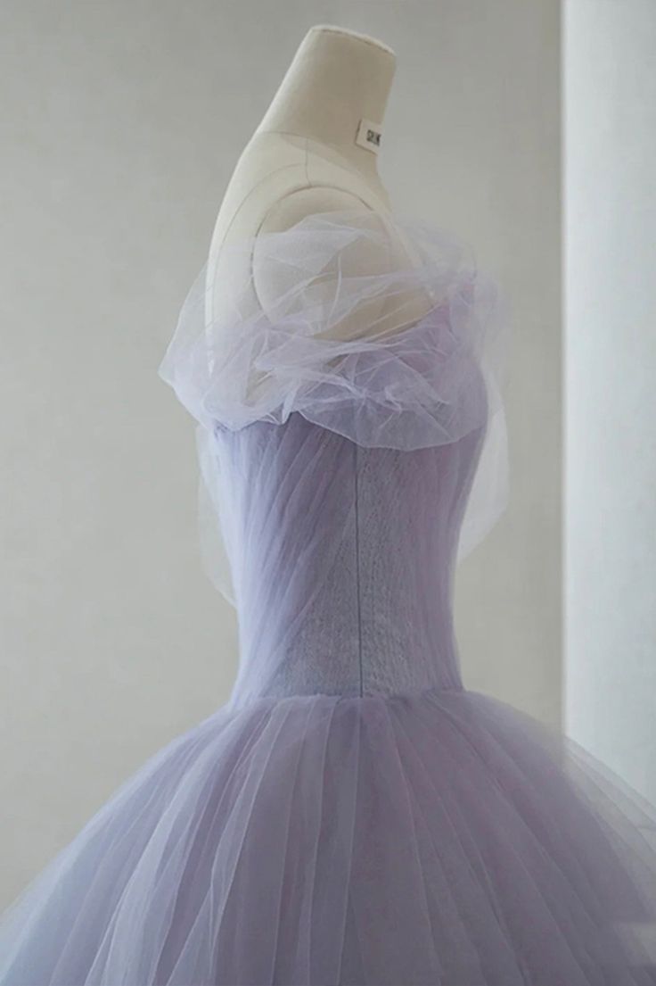 Robe de soirée florale vintage en tulle violet clair haut bas C1018