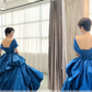 Robe de bal simple en Satin bleu royal, robes de bal longues C101