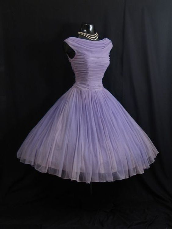 vintage années 1950 Tulle Robe Courte Lilas Homecoming Robe C1024