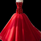 Robes de bal longues en tulle rouge sirène simple C104