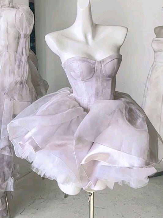 Robe de bal chérie courte Tulle lilas robe de soirée Hoco robe C1050