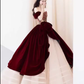 Robe de bal simple sans bretelles en tulle rouge longues robes de bal C105