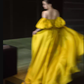 Simple Ball Gown Strapless Yellow Satin Long Prom Dresses C106