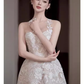 A Line Scoop Sleeveless Lace White Ankle Length Prom Dress C1076