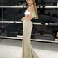 Sexy Mermaid Halter Sleeveless Floor Length Long Prom Dress C1077