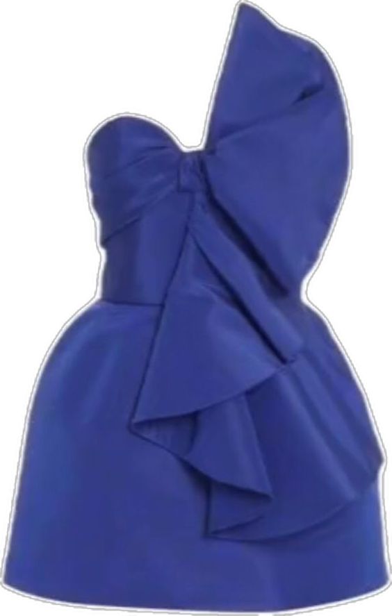 Unique une ligne une épaule robes de soirée en satin bleu royal avec volant C1081