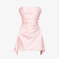 Gaine modeste sans bretelles robe de soirée en satin rose tenue de 21e anniversaire C1088