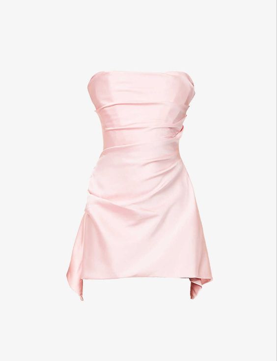 Gaine modeste sans bretelles robe de soirée en satin rose tenue de 21e anniversaire C1088