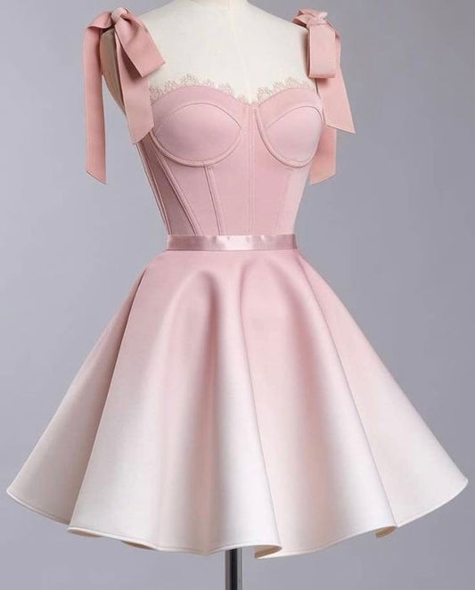 Cute A line Straps Pink Homecoming Dress 21st Birthday Outfit C1099