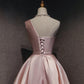 Cute Pink Satin One Shoulder Party Dress Homecoming Dresses Birthday Outfit C1103