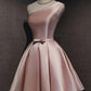 Cute Pink Satin One Shoulder Party Dress Homecoming Dresses Birthday Outfit C1103