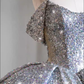 Ball Gown Strapless Sequin Silver Long Prom Dresses C110