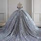 Ball Gown Strapless Sequin Silver Long Prom Dresses C110