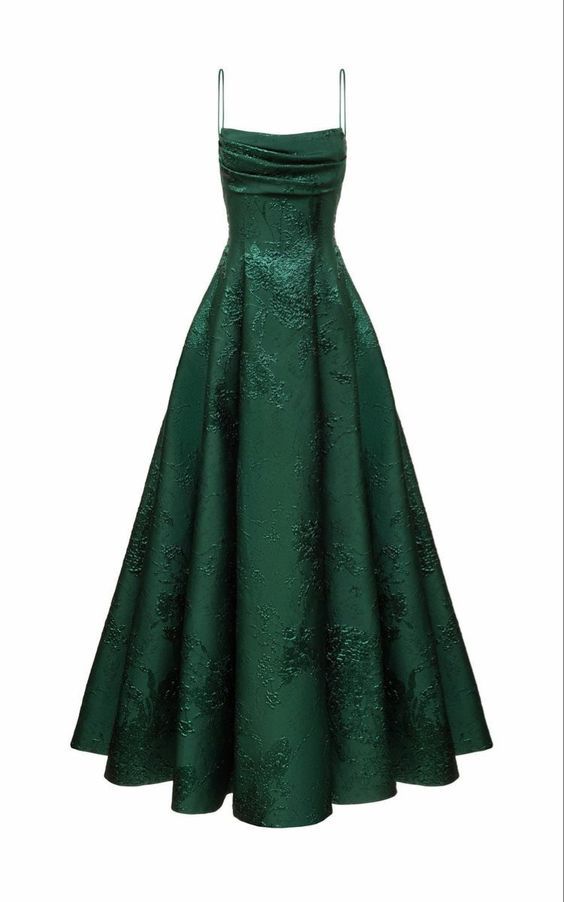 Modest A line Straps Sleeveless Floral Lace Green Prom Dress C1131