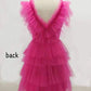 A Line Pink V Neck Tiered Homecoming Dress 18th Birthday Outfit C1138