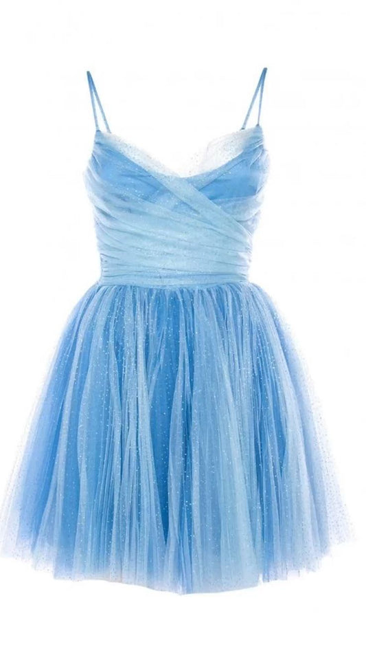 Simple A line Spaghetti Straps Light Sky Blue Short Homecoming Dress Party Dress C1140