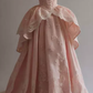 Robe de bal rétro à épaules dénudées en satin rose et dentelle longue robe de bal C1143