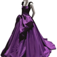 Ball Gown Straps Satin Grape Satin Long Prom Dresses C114