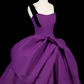 Ball Gown Straps Satin Grape Satin Long Prom Dresses C114