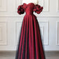 Vintage A line Off The Shoulder Burgundy Tulle Long Evening Dress Prom Dresses C1151