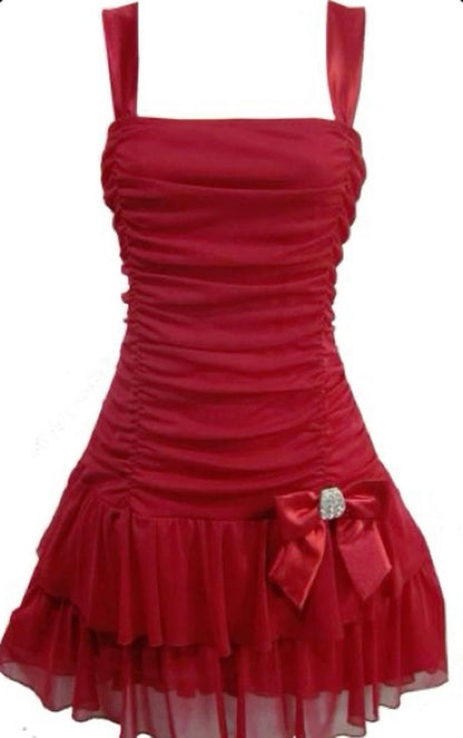 Cute A line Straps Red Short Homecoming Dress Birthday Dresses C1210