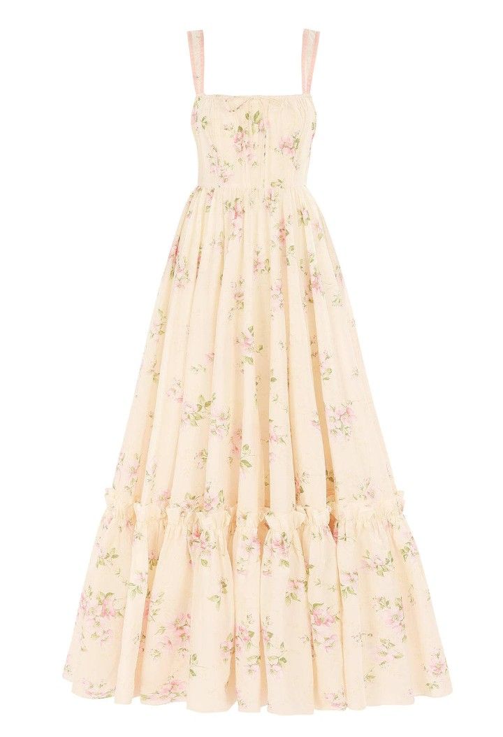 Cute A Line Straps Floral Champagne Long Prom Dress C1212