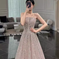 Sexy A Line Strapless Sleeveless Sequin Long Prom Dress C124