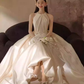 Vintage Ball Gown White Satin Wedding Dresses C130