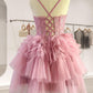 Appliques Tiered Ruffle Short Homecoming Dress Party Dress C1324