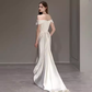 Simple Mermaid Off The Shoulder White Satin Wedding Dresses C137