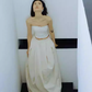 Simple A Line 2 Pieces White Satin Wedding Dresses C141