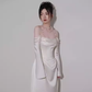 Robes de mariée en Satin blanc, sirène Simple, épaules dénudées, manches longues, C142