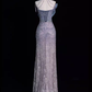 Robe de bal longue à paillettes, style sirène, sexy, décolleté haut, C1453