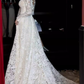 Chic A line V Neckline Lace White Wedding Dress With Long Sleeves C1459