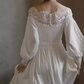 Chic A line Off The Shoulder Lace White Wedding Dress With Long Sleeves C1466