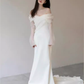 Chic Mermaid Off The Shoulder White Wedding Dress With Long Sleeves C1468