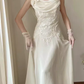 Chic A Line Chiffon Lace White Wedding Dresses C1474